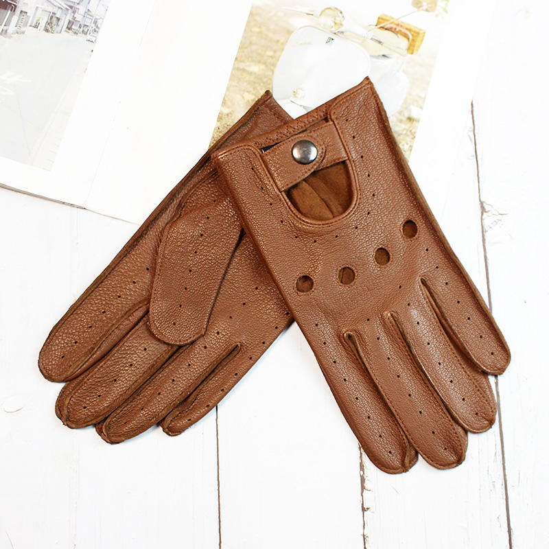 Leather Driving Glove - Summer Driving Deerskin Full Finger Leather