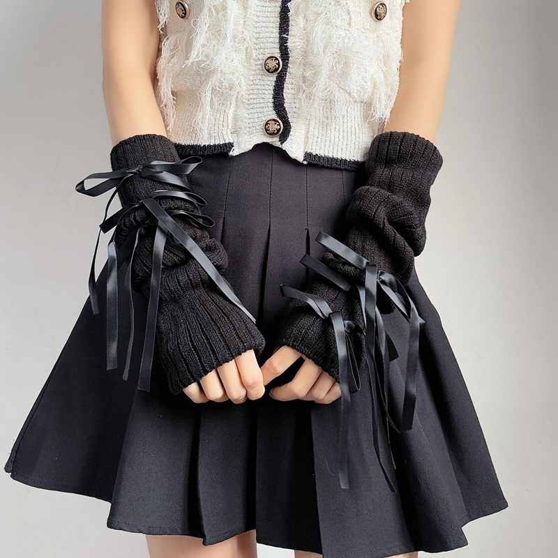 Sweet Ribbon Bow Knitted Warm  - Fingerless Glove Knit recension och pris