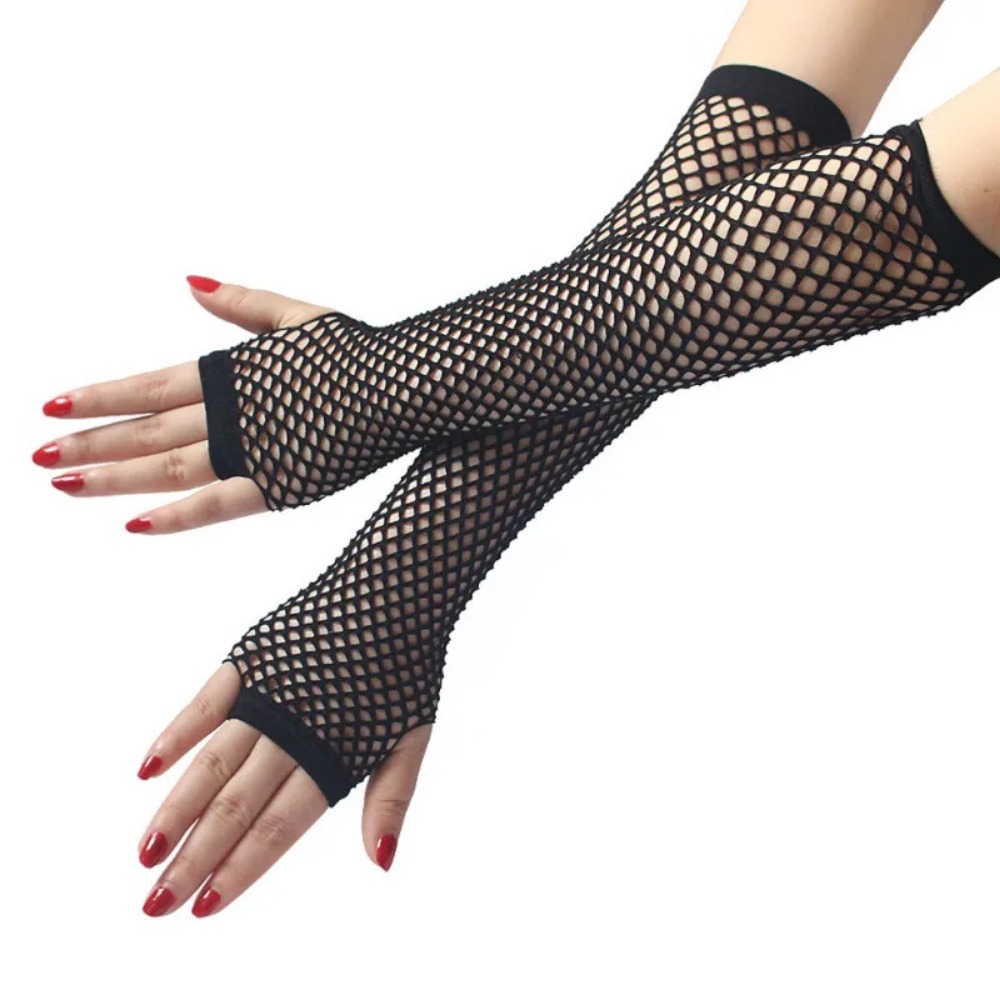 Neon Fishnet Long Fingerless G - Fingerless Glove Knit recension och pris